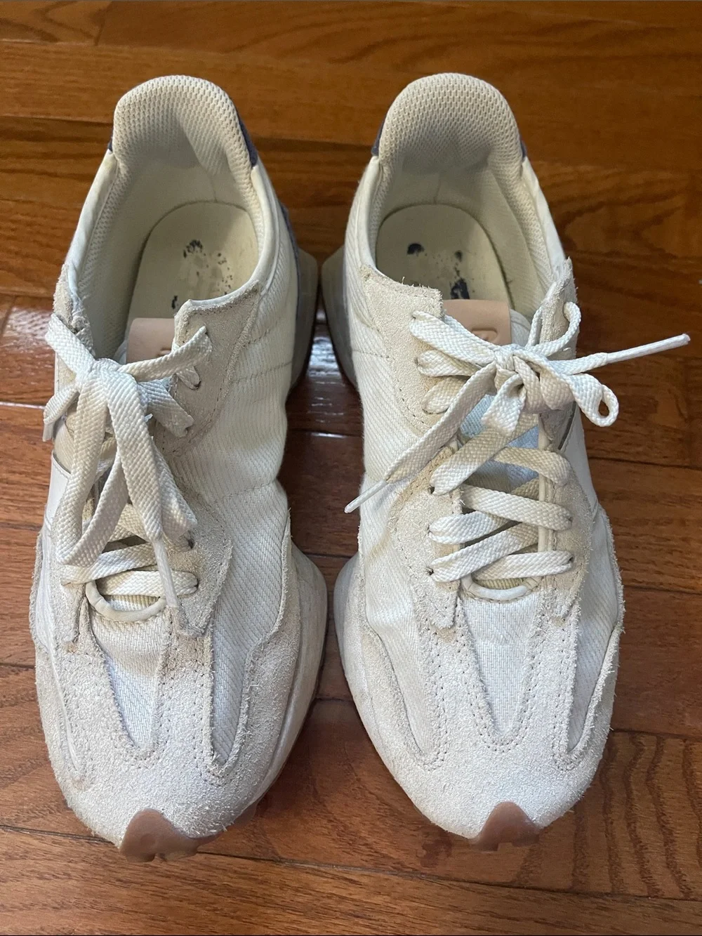 New Balance White and Light Gray Low-Top Sneakers